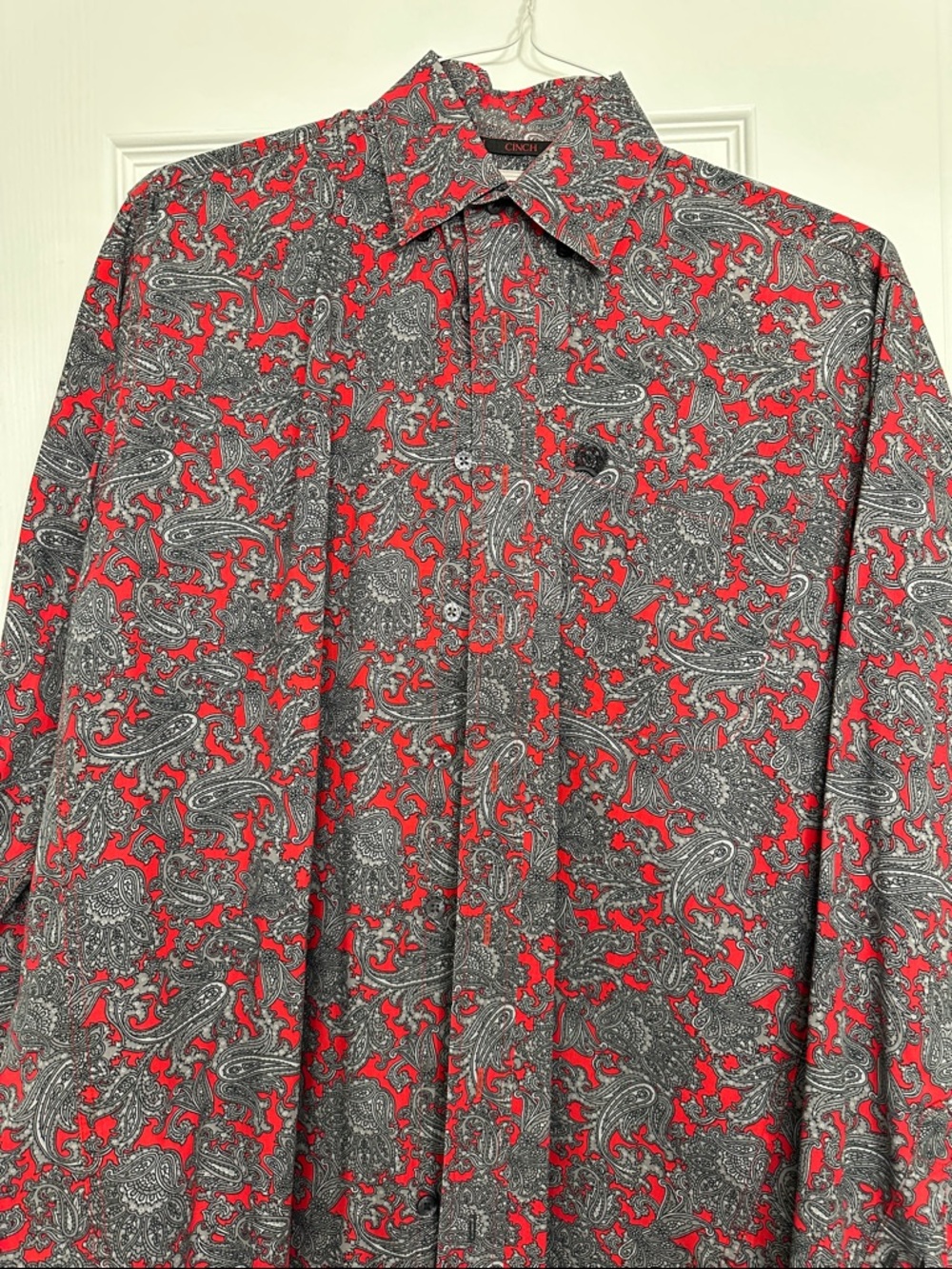 Cinch Red and Gray Paisley Dress Shirt
